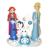 Adorno Torta En Porcelana Fría Frozen (elsa, Anna Y Olaf)