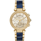 Reloj Michael Kors Para Mujer Mk6238 Esfera Dorado Y Azul