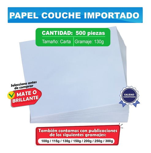 500 Hjs Couche Brillante O Mate 130 Grs T/carta