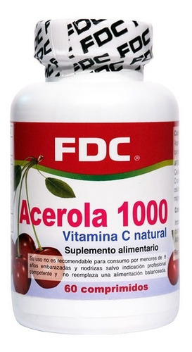 Acerola Vitamina C Natural 1000 Mg 60cap. Agronewen. Sabor Propio