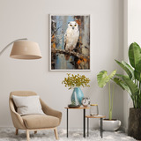 Quadro Decorativo Grande Sala Quarto 90x60 Coruja Branca