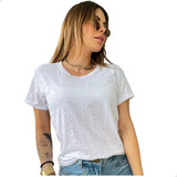 Blusa Feminina Laise Branca Básica Camiseta Lese Lançamento