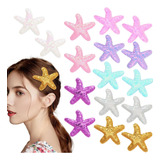 16 Pinzas Para El Cabello Con Estrellas De Mar, Lentejuelas.