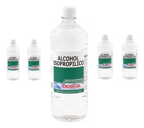 Alcohol Isopropilico 99.7% 1 Litro Dideval Pack Ahorro 5 Un.