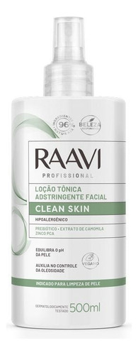 Loção Tônica Adstringente Facial Clean Skin Raavi Vegana