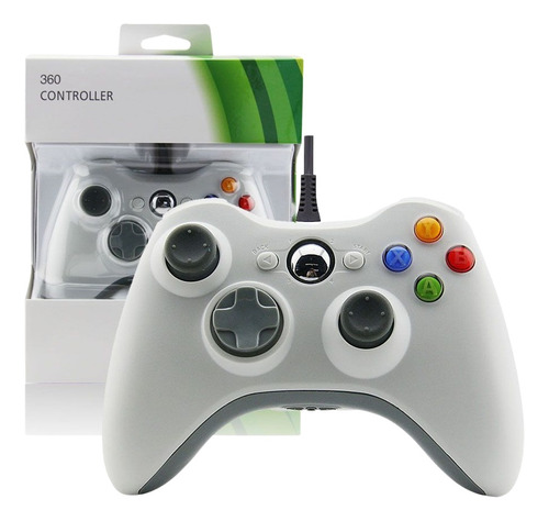 Controle Usb Compatível Com Xbox 360 Computador Pc Branco