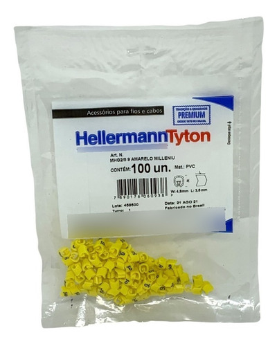 Anilha Cabo 0,5-6mm² Mhg2/5 Hellermann Número 9 Amarelo