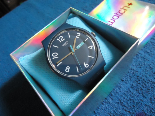 Swatch Swiss Reloj Retro Suizo Jumbo Blue