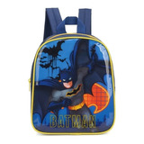 Mochila Escolar Infantil Batman Morcego Maternal P Costas Cor Azul Desenho Do Tecido Batman Liga Da Justiça