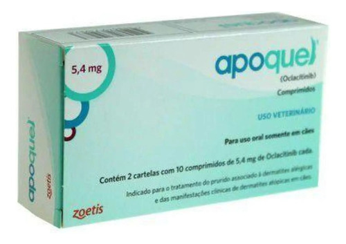 Apoquel Dermatológico Anti Coceira Cães 5,4mg 20 Comp. Cor Azul-celeste