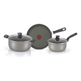 Batería De Cocina 5 Piezas Imusa Antiadherente T. De Vidrio Color Gris