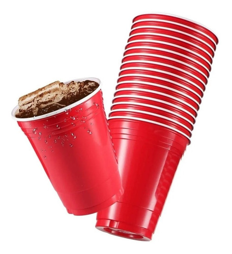 Vaso Americano Plastico Descartable Rojo 500cc  X 20