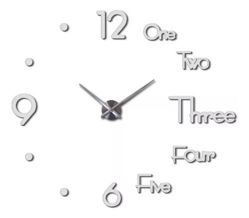 Reloj De Pared 3d Plateado Grande Diseño Moderno
