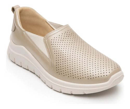 Mocasín Mujer Piel Vacuno Confort Casual Flexi 130210 Oro
