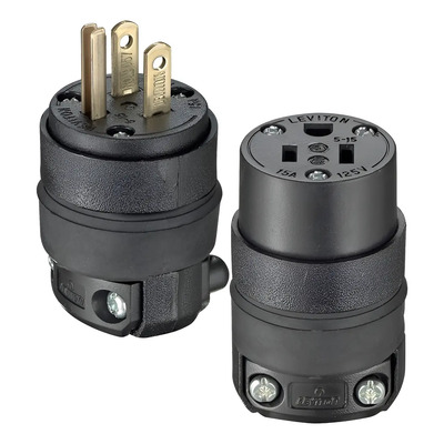Paquete De 10 Contactos Colgantes Y Clavija Uso Rudo Leviton Color Negro | MercadoLibre