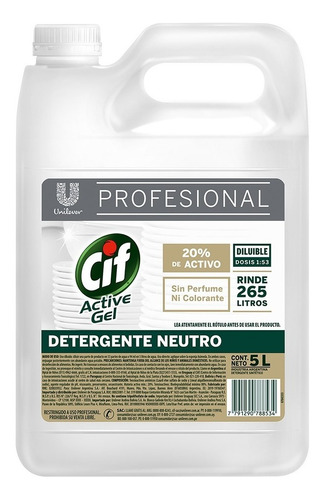 Cif Detergente Active Gel Neutro X 5l