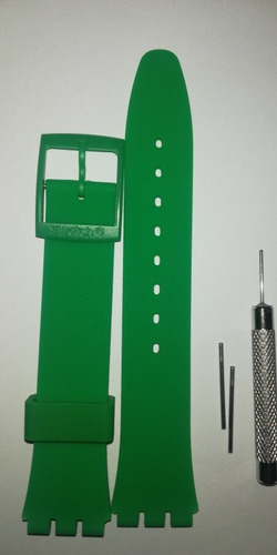 Correa De Reloj Swatch 17mm Verde C/logo +pasador Y Herramie