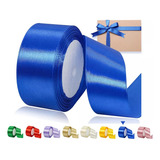 5 Rollos Azul/rose Listón Satinado De Doble Cara 4cm*112m