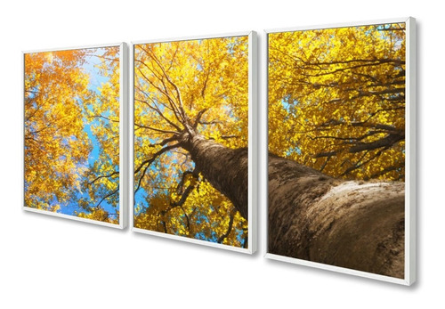 Quadros Decorativos Arvore Ipê Amarelo Paisagem Com Moldura