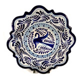 Platón De Talavera Poblana Barroca Plumeado 30 Cm Garza #2