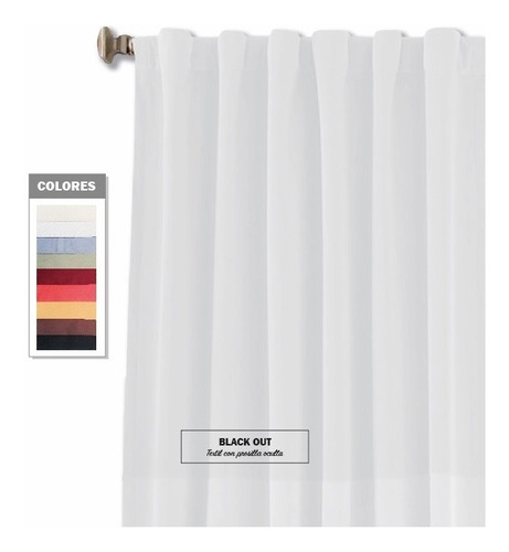 Juego Cortinas Dobles Blackout Textil+voile Blanco 1,50x1,35