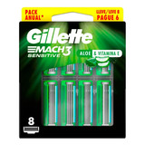 Carga Gillette Mach3 Sensitive Com 8 Refis