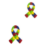 Aplique Laço Autismo 2,8x3,8cm Emborrachado (2 Peças)