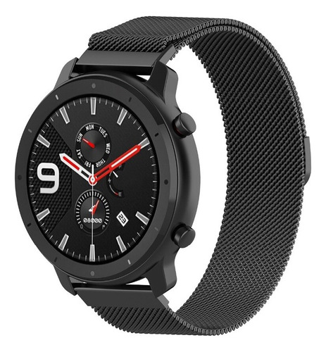 Pulseira Para Xiaomi Amazfit Gtr 47mm Ou 42mm Metal Cor Preto Largura 22 Mm