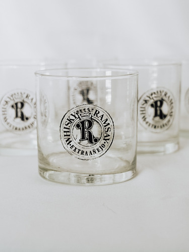 Vasos De Whisky Grandes Logo Ramsay Base Tallada 