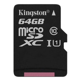 Memoria Micro Sd 64gb Kingston Clase 10 Negro