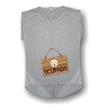 Remera Embarazada Gris Ocupado Bebe A Bordo - Baby Shower