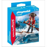 Pirata Con Balsas Y Tiburones Muñeco Playmobil 70598