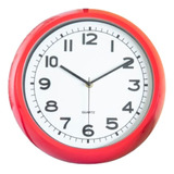 Reloj Pared Marco Rojo Fondo Blanco C/ Minute 30 Cm Diametro