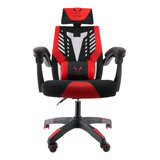 Silla De Escritorio Riotoro M3 Gamer Ergonómica  Negra Y Roja Con Tapizado De Cuero Sintético Y Mesh