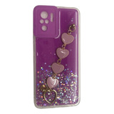 Funda Para Samsung Note 10 Con Glitter Y Soporte Cadena 