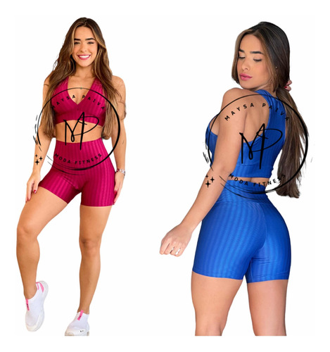 Conjunto Top Nadador + Short Fitness New Zig Cirre Academia