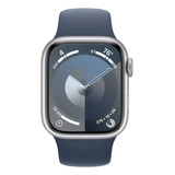 Apple Watch Series 9 Gps + Cellular  Caixa Prateada De Alumínio  41 Mm  Pulseira Esportiva Azul-tempestade  P/m