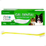 Kit Gel Dental Cachorro E Gato Menta + Escova De Dente Dupla
