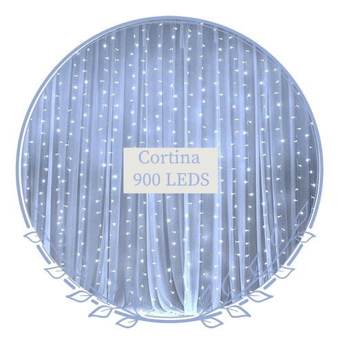 Cortina 900 Leds Branca Fria 110v 220v 4x3 Decoração Festas 