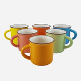 Set De 6 Mini Tazas De Cerámica Para Café Expresso Color Sólido