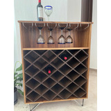 Mueble Cava Cantina De Madera Con Copero P/12 Pzas. Y 25 Bot