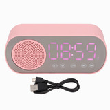 Reloj Despertador Digital Luz Espejo Con Bocina Bluetooth