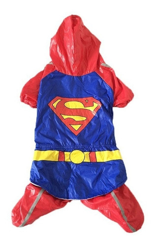 Capa De Chuva Para Cachorro Superman Tricolor Roupa Pet