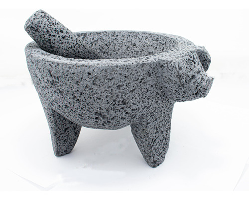 Yopido Mx Molcajete De 9 Pulgadas Con Diseño De Cerdo; Mor.