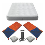 Combo Camping Bali Colchon 2p Almohadas Bolsas Inflador+