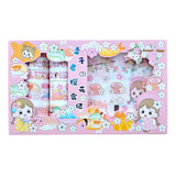Set Stickers Washi Tape Sakura Niña Cute Kawaii Regalo Rosa