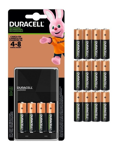 Cargador Duracell Baterias 4aa 2500mah Recargable + 12 Pilas