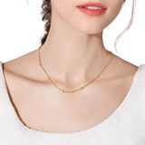 Collar Cadena De Balines Baño De Oro 18k Hermosa Y Elegante