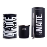 Mate Acero Inoxidable + Bombilla + Yerbero Lata + Packaging