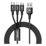 Cable Baseus Rapid Series Con Entrada Usb Lightning + Micro-usb + Salida Tipo C